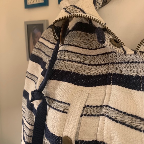 LOFT Navy & Cream Striped Jacket - Picture 2 of 5